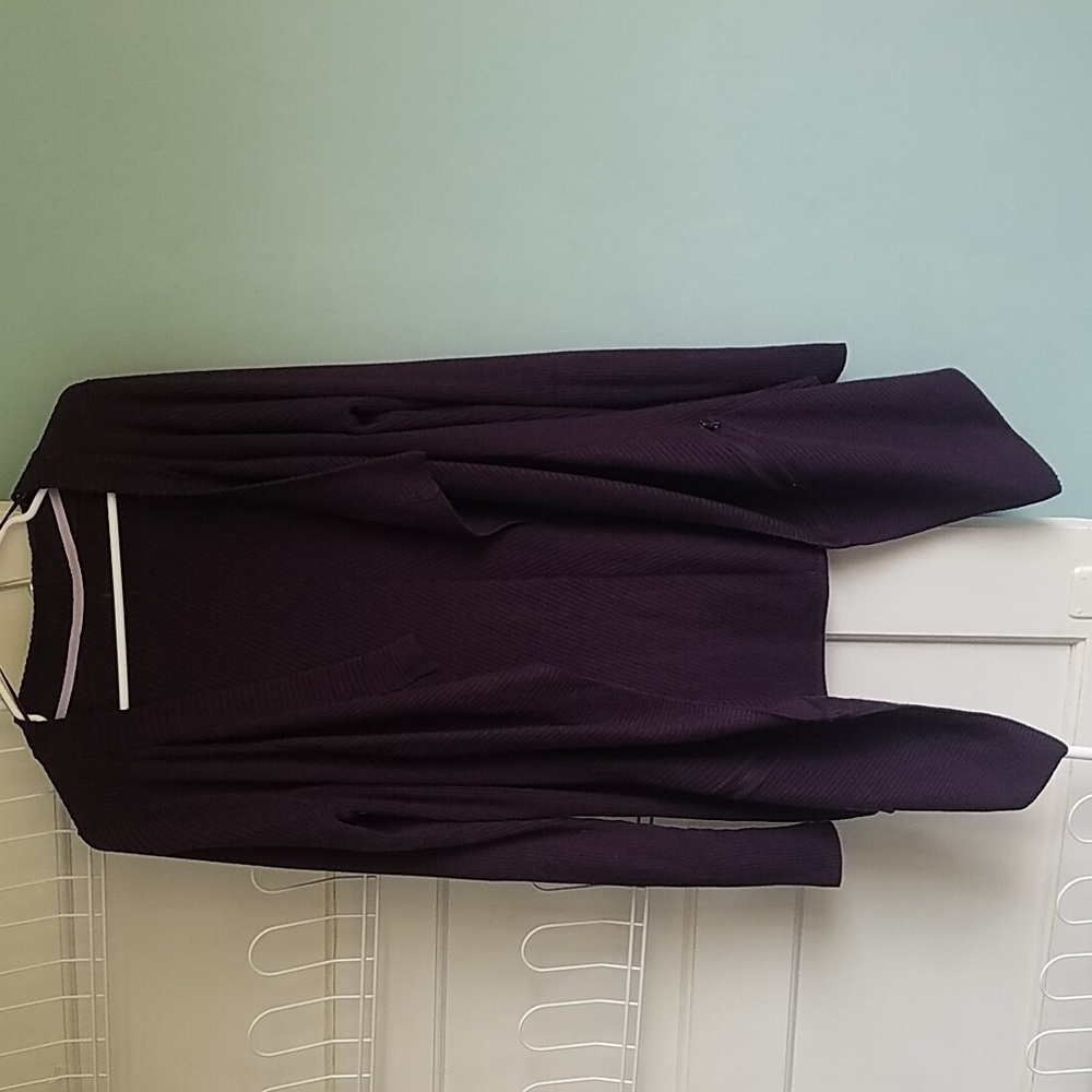 Lululemon Resolution Wrap Open Sweater Dark Purple Maroon Ribbed Active Yoga